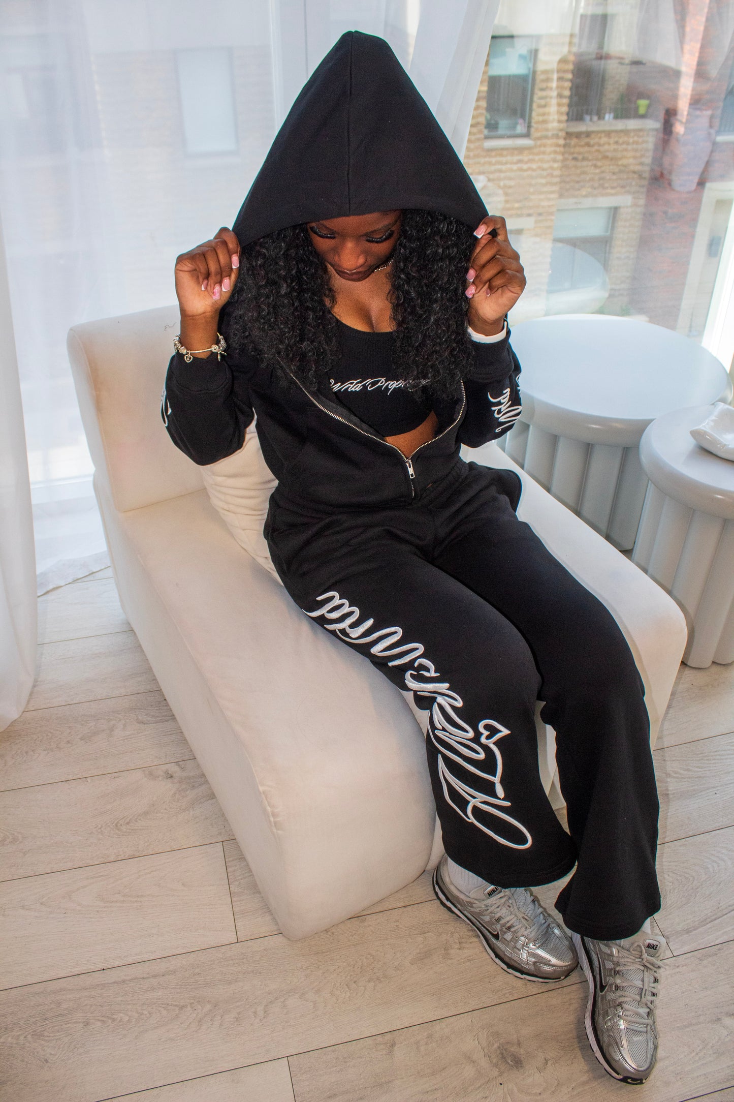 Signature "ALW" Black Zip Up Hoodie