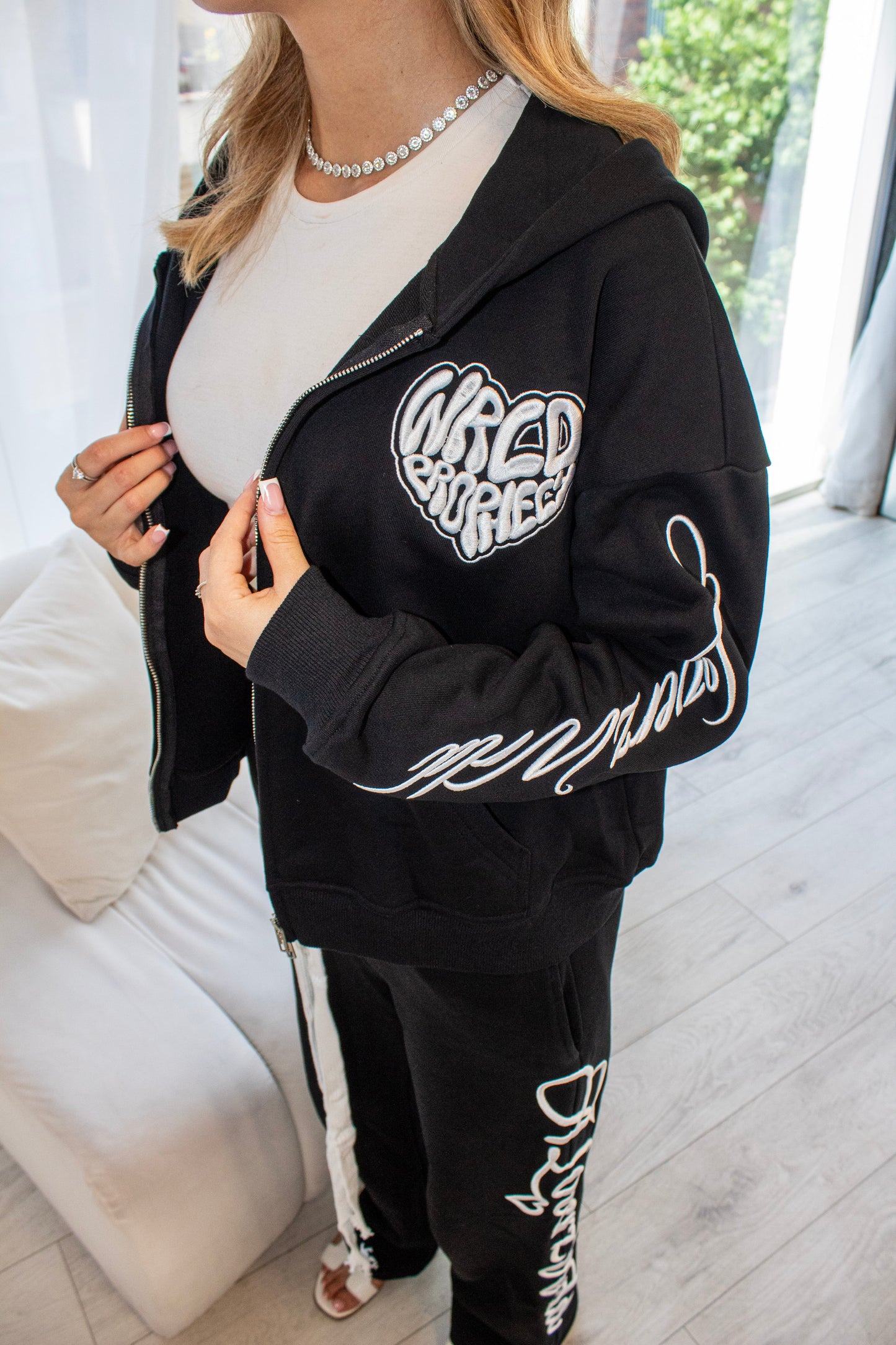 Signature "ALW" Black Zip Up Hoodie